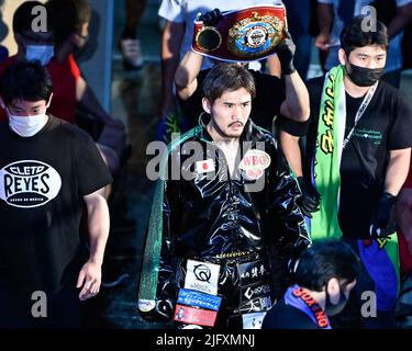 Tokio, Japan. 29.. Juni 2022. Masayoshi Hashizume aus Japan vor dem WBO Asia Pacific Super-Flyweight-Titelgewinn in der Korakuen Hall in Tokio, Japan, 29. Juni 2022. Quelle: Hiroaki Finito Yamaguchi/AFLO/Alamy Live News Stockfoto