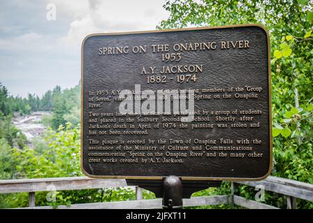 Blick auf die Wasserfälle von Onaping von Einem Y Jackson Lookout, in der Nähe von Sudbury, Ontario, Kanada Stockfoto