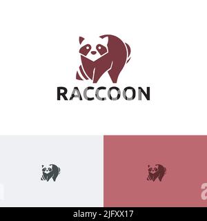 Raccoon Walking Jungle Forest Wildlife Animal Logo Stock Vektor