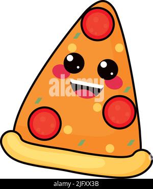 Pizza-Ikone der Kawaii Stock Vektor