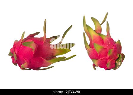 Dragons Fruit isoliert auf weißem Hintergrund, Schnittpfad gesetzt. Stockfoto