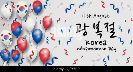 Korea Unabhängigkeitstag 15. august Hintergrund Illustration mit Ballons Stock Vektor