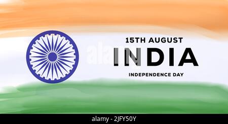 Handbemalte Aquarell indien Unabhängigkeit Tag Hintergrund Illustration Stock Vektor