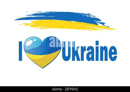 Ich liebe die Ukraine. Herz in den Farben der ukrainischen Flagge Stock Vektor