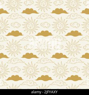 Astrologie der Himmelssonne Mond Nahtloses Muster Stock Vektor