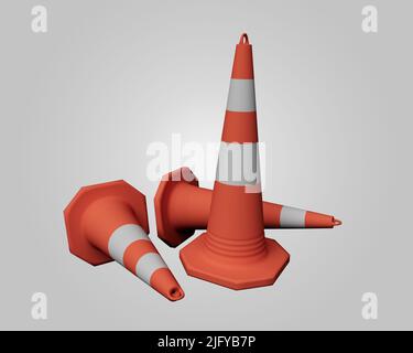Abstract Design Element 3D Render of Traffic Cone minimalistisches Konzept Stockfoto