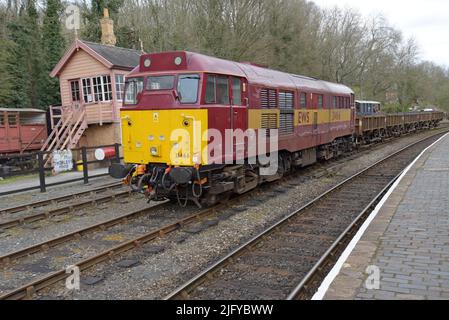 Ex British Rail und EWS Diesel Loco, 31466 am Highey Station, Severn Valley Railway, Shropshire, April 2022 Stockfoto