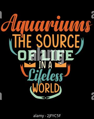 Aquarien, die Quelle des Lebens in einer leblosen Welt Druckvorlage Stock Vektor