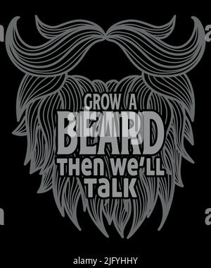 Bekleidung im Bart-T-Shirt-Design. Vorlage für lustige Bärte-T-Shirt. Stock Vektor