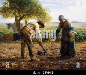 Jean Francois Millet, die Kartoffelpflanmer, Ölgemälde auf Leinwand, um 1861 Stockfoto