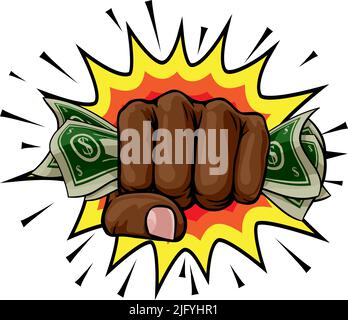 Money Cash Fist Hand Comic Pop Art Cartoon Stock Vektor