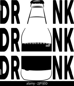 Trink-T-Shirt-Design, Wein/Bier-Trink-T-Shirt-Design, Lustige Trinkshirts, T-Shirt-Designs für Trinkparty, Bier-T-Shirt-Designs Stock Vektor