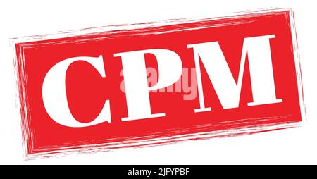 CPM-Text auf rotem Rechteck-Stempelzeichen geschrieben. Stockfoto