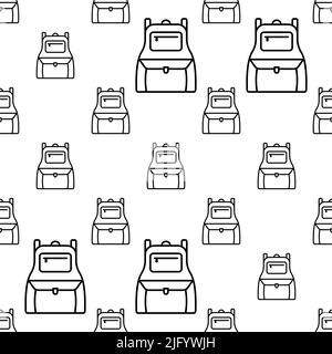 Rucksack-Symbol Nahtloses Muster, Rucksack-Symbol, Wanderer Student Tuch Tasche Vektor-Kunst Illustration Stock Vektor
