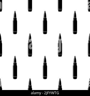 Bullet Cartridge Icon Nahtloses Muster, Rund, Schusswaffenmunition Vektor-Kunst-Illustration Stock Vektor