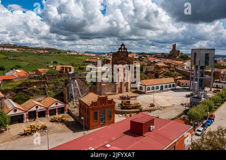 Luftaufnahme der alten Mine, Merkur-Erbe, UNESCO-Weltkulturerbe, Almaden, Kastilien-La Mancha, Spanien, Europa Stockfoto