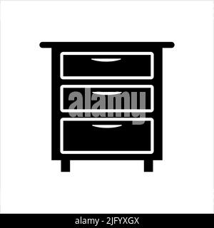 Kommode-Symbol, Schubladen-Symbol, Schiebeschublade Vektorgrafik Illustration Stock Vektor