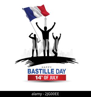 Happy Bastille Tag Frankreich Grüße. vektor Illustration Design. Stock Vektor