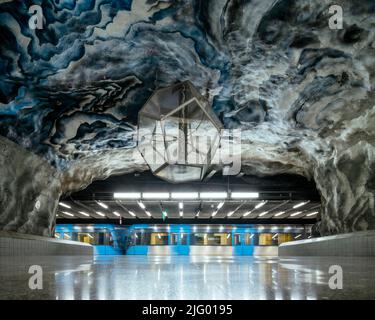 Innenraum des U-Bahnhofs Tekniska Hogskolan, Stockholm, Sodermanland und Uppland, Schweden, Skandinavien, Europa Stockfoto