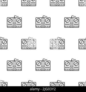 Dj Mixer Symbol Nahtloses Muster, Disc Jockeys Audio Mischpult Vektorgrafik Illustration Stock Vektor