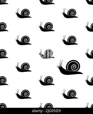 Schnecke Symbol Nahtloses Muster, Geschälte Gastropoden Symbol, Weichtiere Vektor-Kunst Illustration Stock Vektor