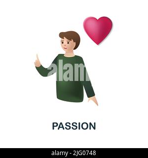 Passion Icon im jahr 3D. Farbige Abbildung aus der Kernwertesammlung. 3D Cartoon Passion Icon für Webdesign, Infografiken und mehr Stock Vektor