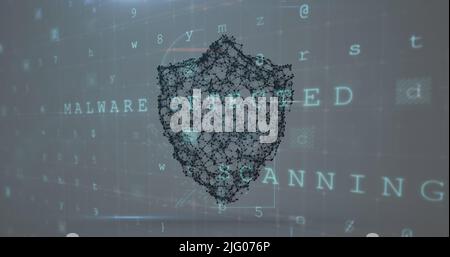 Bild von Scans, Zahlen und Online-Sicherheitsschild Stockfoto