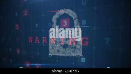 Abbildung von Scans, Zahlen und Online-Sicherheitsschloss Stockfoto