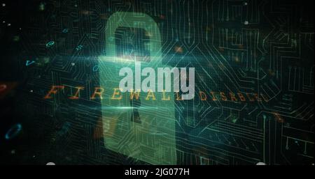 Abbildung von Scans, Zahlen und Online-Sicherheitsschloss Stockfoto