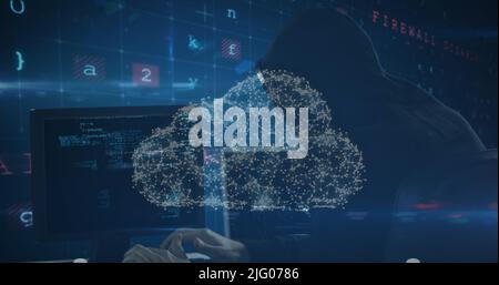 Abbildung von Scans, Zahlen und Online-Sicherheitsschloss Stockfoto