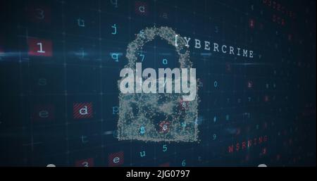 Abbildung von Scans, Zahlen und Online-Sicherheitsschloss Stockfoto