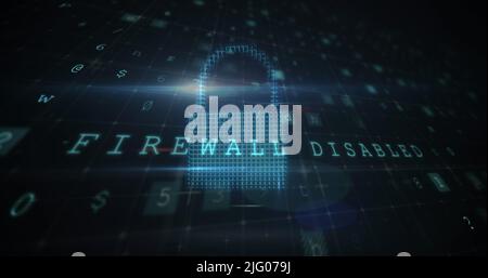 Abbildung von Scans, Zahlen und Online-Sicherheitsschloss Stockfoto