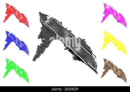 Masbate Island (Südostasien, Republik der Philippinen) Kartenvektordarstellung, Scribble-Skizze Masbate-Karte Stock Vektor