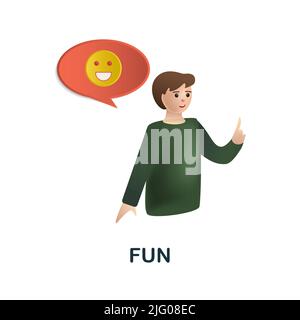 Fun-Ikone im jahr 3D. Farbige Abbildung aus der Kernwertesammlung. 3D Cartoon Fun Icon für Webdesign, Infografiken und mehr Stock Vektor