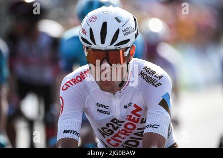 Felix GROSSSCHARTNER (Österreich) (Großschartner) vom Team Bora-Hansgrohe während der Tour de France 2022, Radrennen Etappe 4, Dunkerque - Calais (171,5 km) am 5. Juli 2022 in Calais, Frankreich - Foto Matthieu Mirville / DPPI Stockfoto