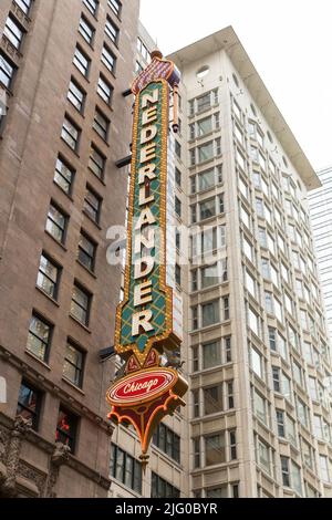 Das James M. Nederlander Theater befindet sich im Loop-Viertel von Chicago, das früher als Oriental Theatre bekannt war. Stockfoto