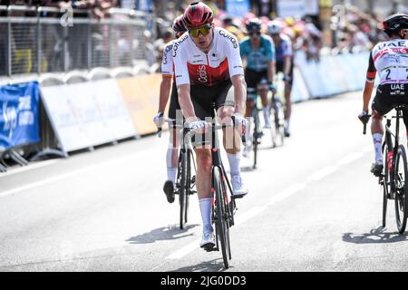 Calais, Frankreich, Frankreich. 5.. Juli 2022. Max WALSCHEID (Deutschland) vom Team Cofidis während der Tour de France 2022, Radrennen Etappe 4, Dunkerque nach Calais (171, 5 km) am 5. Juli 2022 in Calais, Frankreich. (Bild: © Matthieu Mirville/ZUMA Press Wire) Bild: ZUMA Press, Inc./Alamy Live News Stockfoto