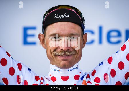 Calais, Frankreich, Frankreich. 5.. Juli 2022. Magnus CORT NIELSEN (Dänemark) vom Team EF Education-Easypost während der Tour de France 2022, Radrennen Etappe 4, Dunkerque nach Calais (171, 5 km) am 5. Juli 2022 in Calais, Frankreich. (Bild: © Matthieu Mirville/ZUMA Press Wire) Bild: ZUMA Press, Inc./Alamy Live News Stockfoto