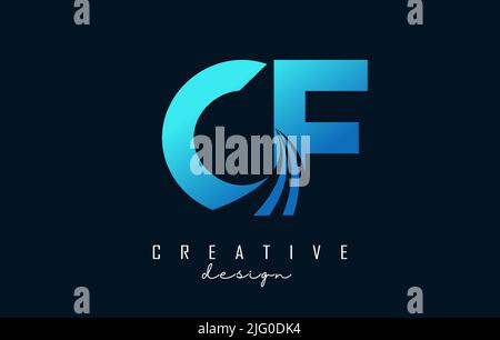 Kreatives CF c f-Logo mit blauem Buchstaben, Linien und Straßenkonzept. Buchstaben mit geometrischem Design. Vektor-Illustration mit Brief und Kreati Stock Vektor