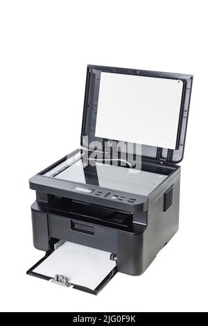 Kompakter Laser-Home-Drucker und Scanner isoliert auf weißem Hintergrund Stockfoto