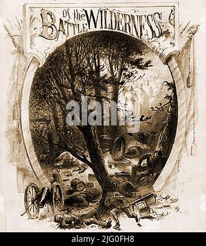 Eine frühe künstlerische Darstellung der Nachwirkungen der SCHLACHT UM DIE WILDNIS im amerikanischen Bürgerkrieg ( 5..–7.. Mai 1864) Stockfoto