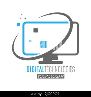 Digitale Technologien. Vektorvorlage für ein Symbol, Logo, Aufkleber oder eine Marke. Flacher Style Stock Vektor