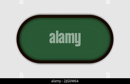 Pokertisch aus grünem Tuch isoliert auf weißem Hintergrund. Realistische Vektordarstellung. Stock Vektor