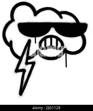 Graffiti wütende Wolke in schwarz über weiß gesprüht Stock Vektor