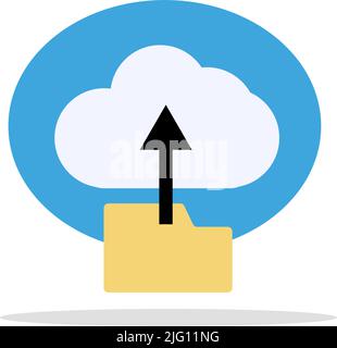 Upload vom Ordner in die Cloud. Cloud-Speicher und -Backup. Bearbeitbarer Vektor. Stock Vektor