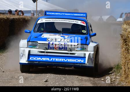 Stuart Larbey, Simon Larbey, MG Metro 6R4, The Forest Rally Stage, Legends of Group B, Goodwood Festival of Speed, The Innovators - Masterminds of Mot Stockfoto