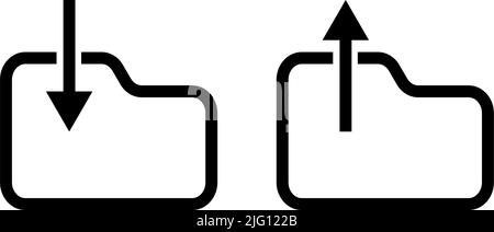 Einfaches Herunterladen von Daten und Hochladen von Ordnersymbole. Bearbeitbarer Vektor. Stock Vektor
