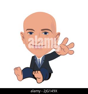 Jeff bezos Baby lustig Cartoon Vektor Illustration Stock Art Stock Vektor