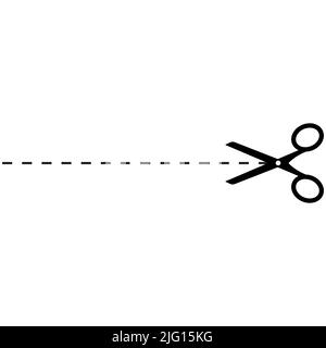 Symbolvektor für Scheren. Schablonen Schere entlang gepunkteten Linien geschnitten Stock Vektor