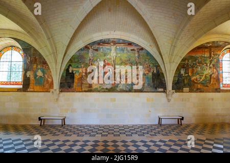 Die königliche Abtei unserer Lieben Frau von Fontevraud oder Fontevrault (auf Französisch: abbaye de Fontevraud) war ein Kloster im Dorf Fontevraud-l'Abbaye, in der Nähe Stockfoto